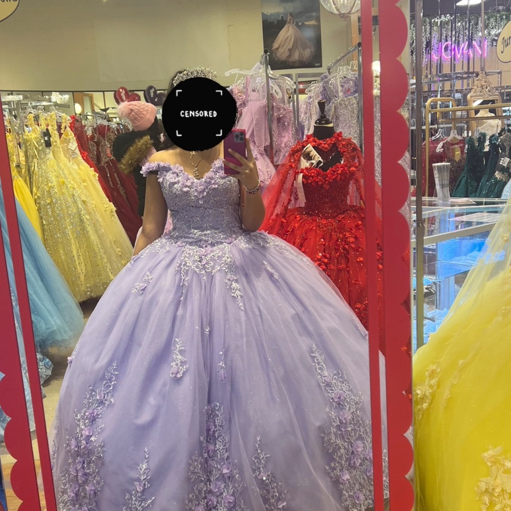 sweet 16 dress Lavender/ purple Ball Gown with Floral Details